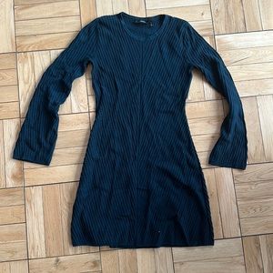 Theory Knit Green Bodycon Dress Long Sleeve Ribbed S